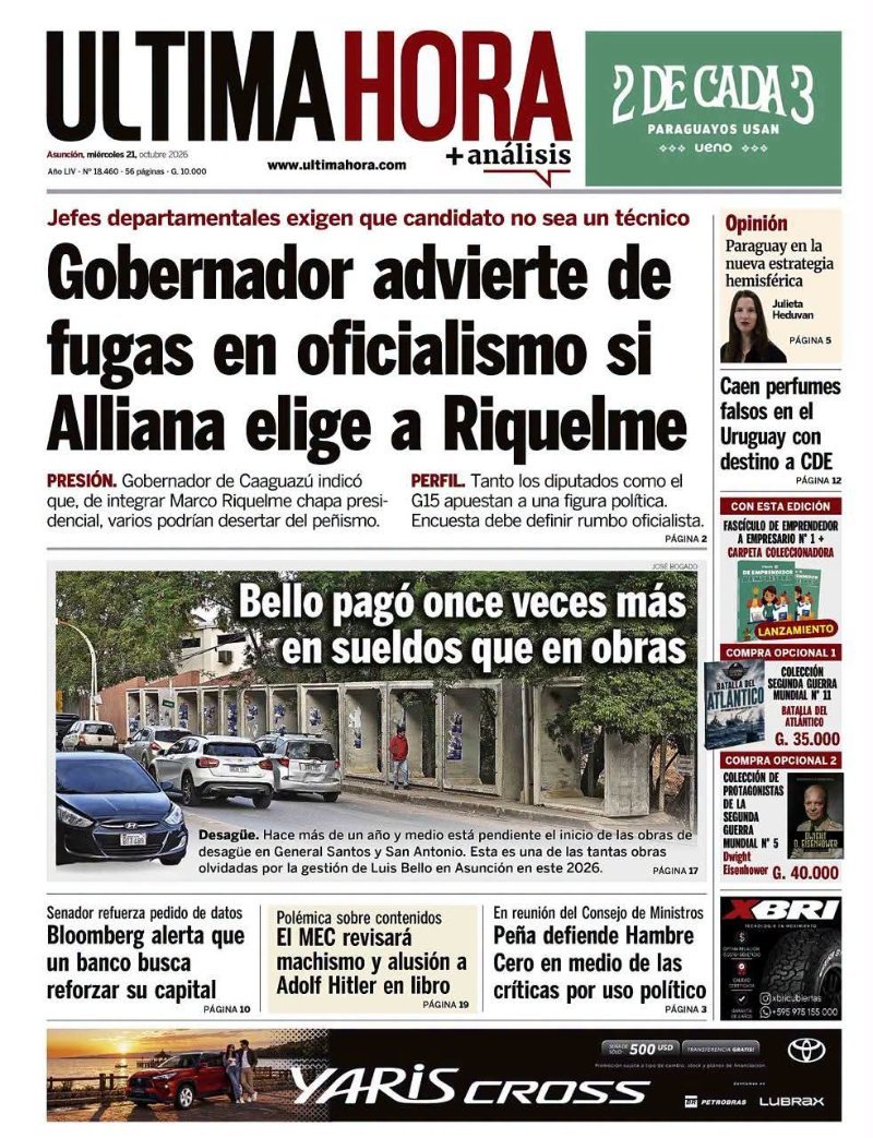 Tapas de 📰diarios de hoy miércoles , 21 de Octubre del 2026 es presentado por el Abog. Rolando Barrio (imagen 3)
