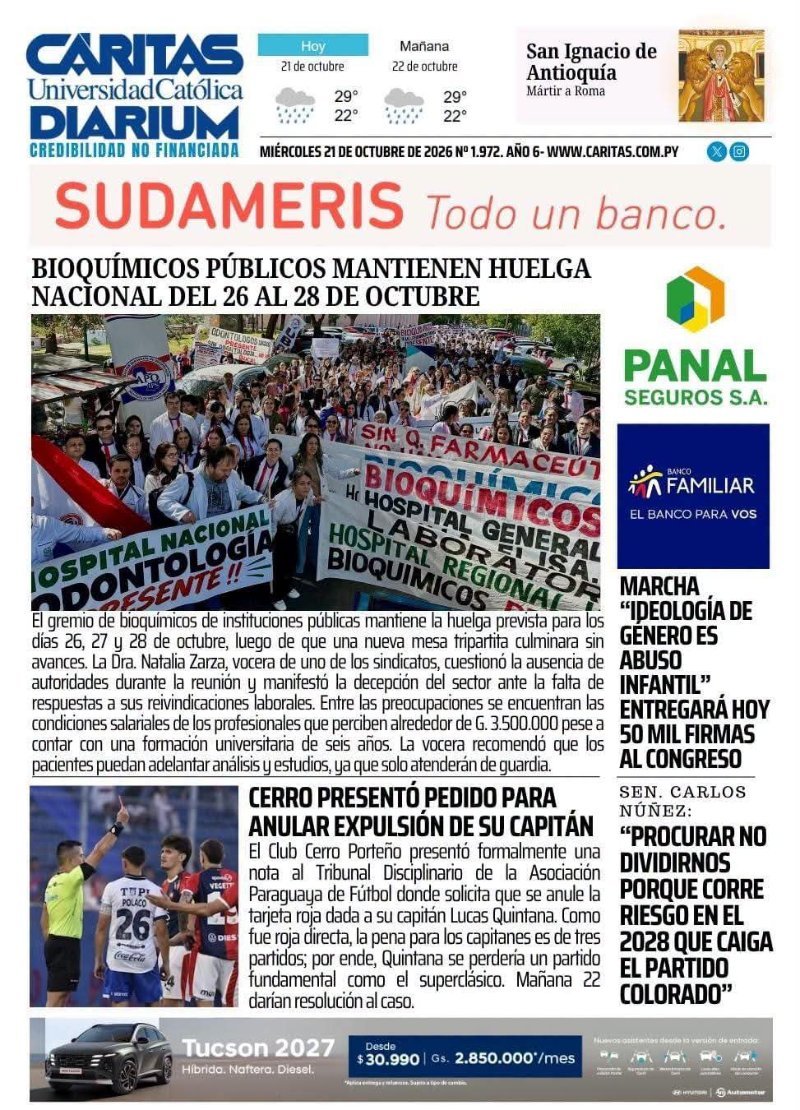 Tapas de 📰diarios de hoy miércoles , 21 de Octubre del 2026 es presentado por el Abog. Rolando Barrio (imagen 6)