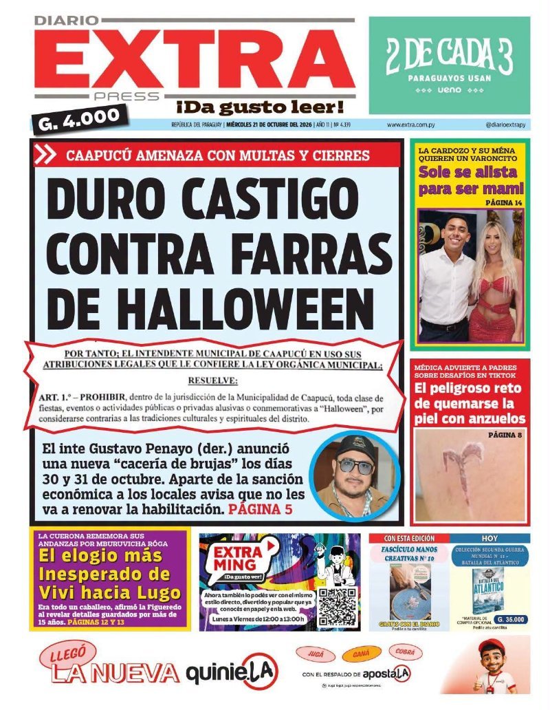 📰diarios de hoy miércoles , 21 de Octubre del 2026 es presentado por el Abog. Rolando Barrio (imagen 2)